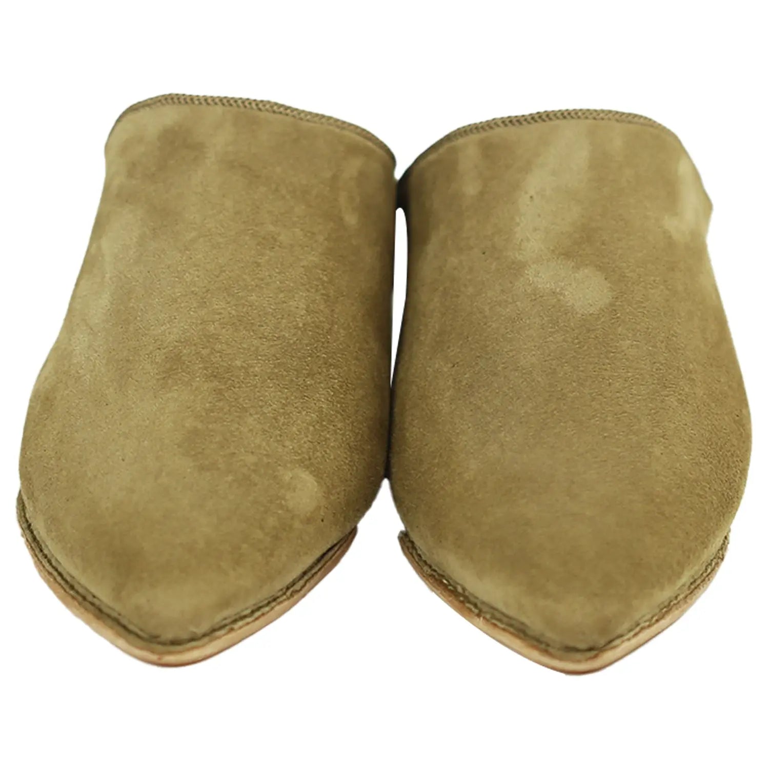 Biyadina Women's Suede Pearls Camel Moroccan Babouches Leather Slippers Biyadina Store