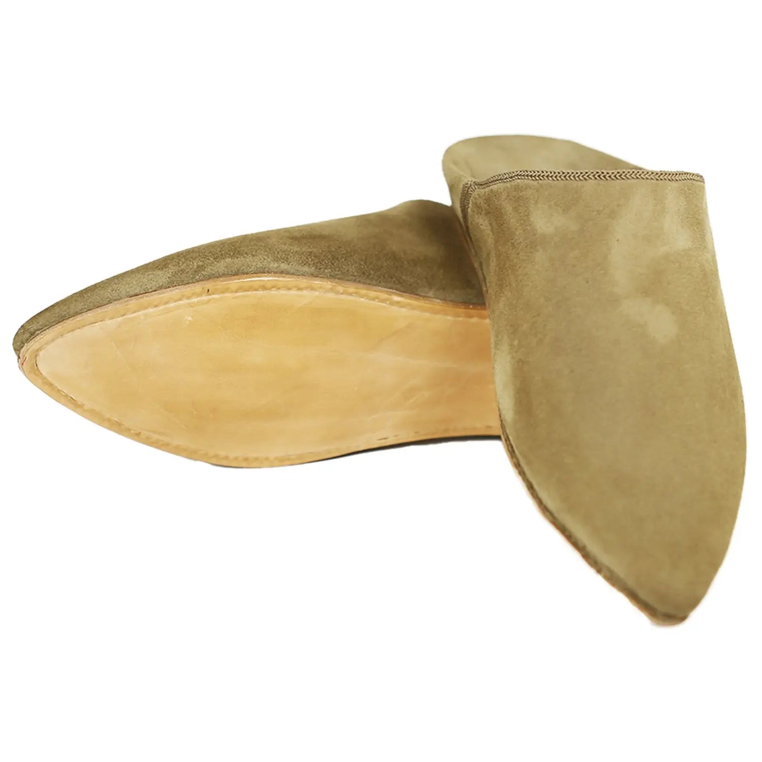 Biyadina Women's Suede Pearls Camel Moroccan Babouches Leather Slippers Biyadina Store