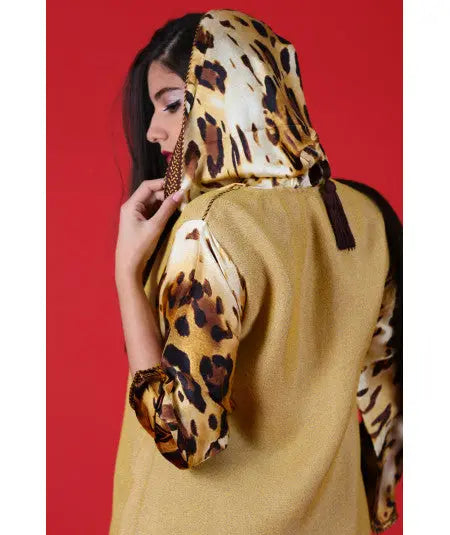 Biyadina Yellow shirt with printed sleeves with brown and yellow sfifa Biyadina Store