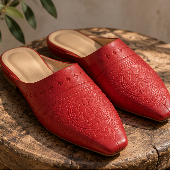 Biyadina Moroccan heeled leather slippers product photo