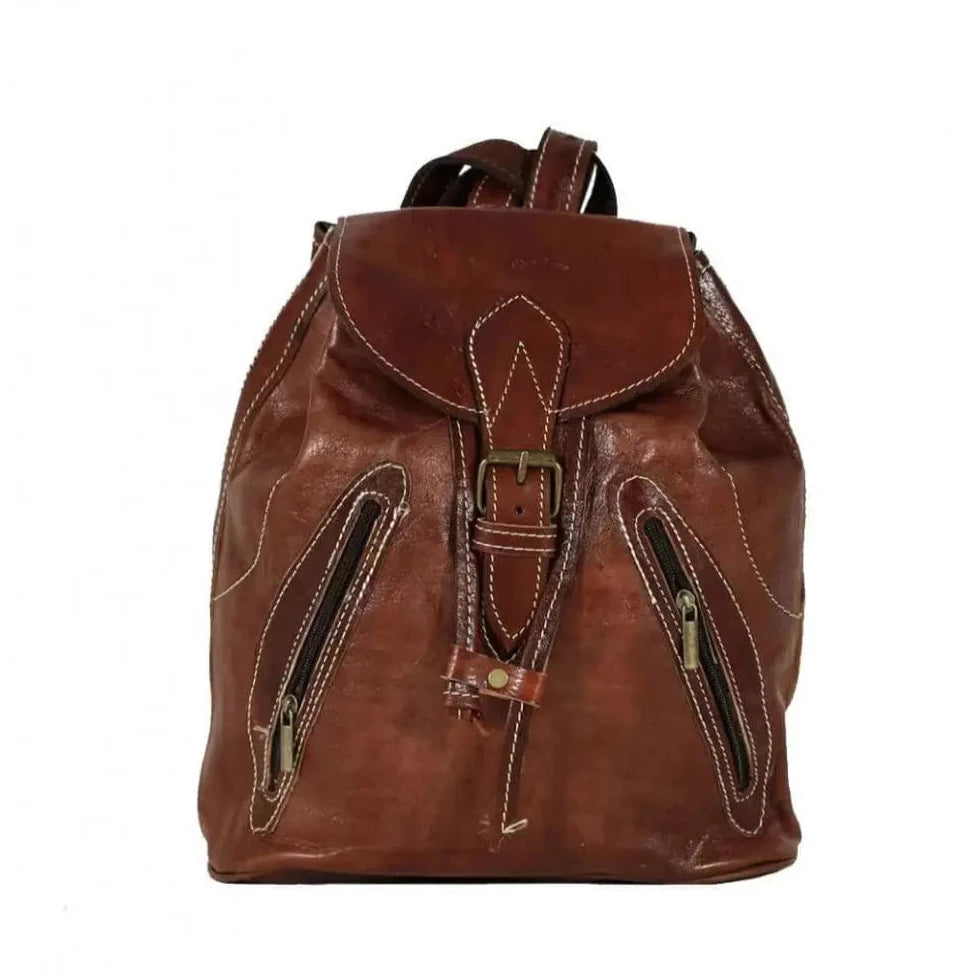 Biyadina Calfskin Leather Brown Backpack