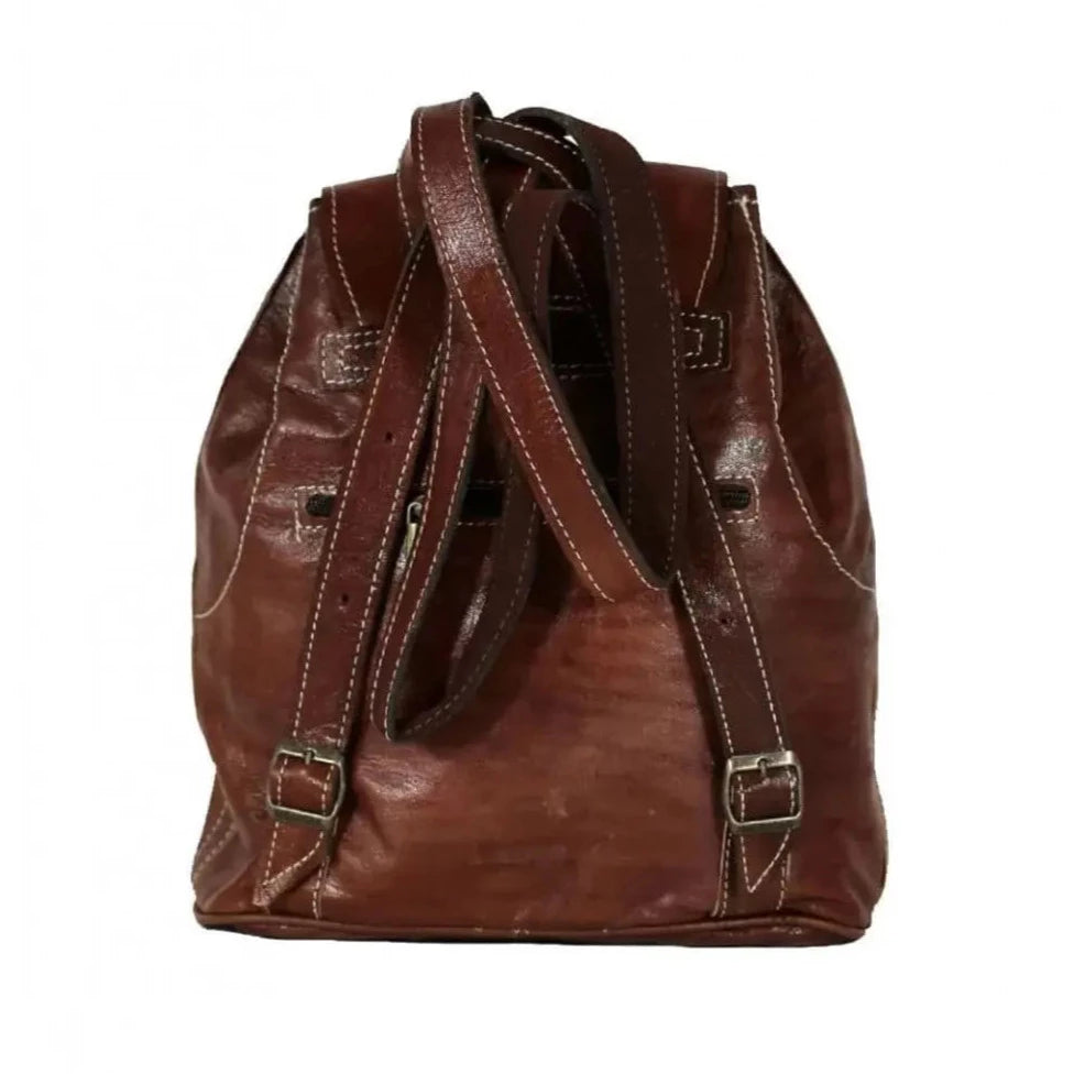 Biyadina Calfskin Leather Brown Backpack