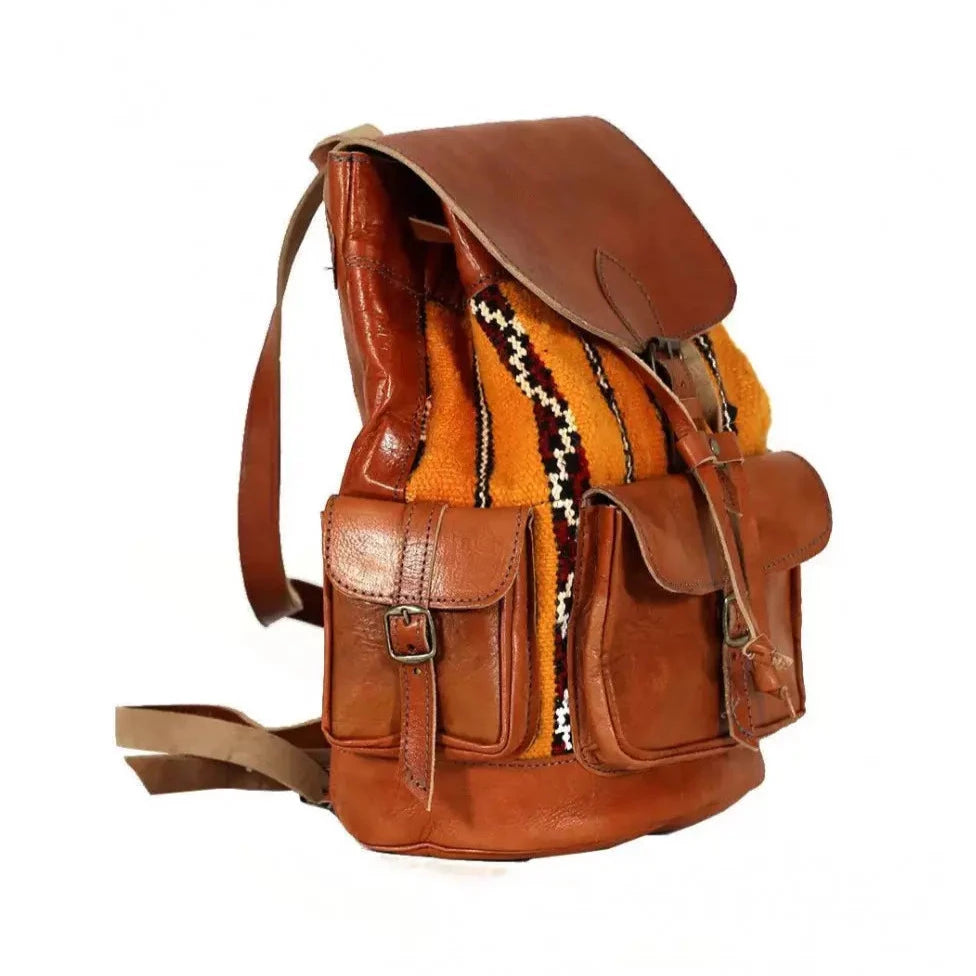 Biyadina Handmade Kilim and Leather Backpack - Unique and Durable Design Biyadina Store