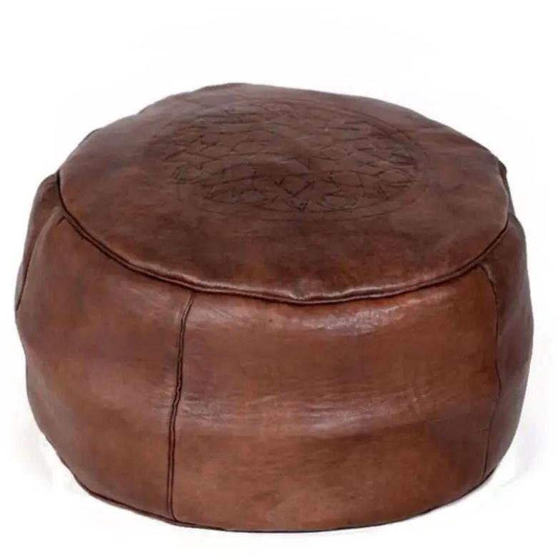 High-Quality Moroccan Leather Ottoman - Biyadina Store