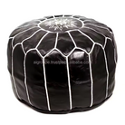 Moroccan-Style Genuine Leather Pouf Ottoman - Biyadina Store