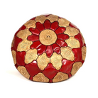 Multicolor Moroccan Genuine Leather Round Pouf Ottoman - Biyadina Store