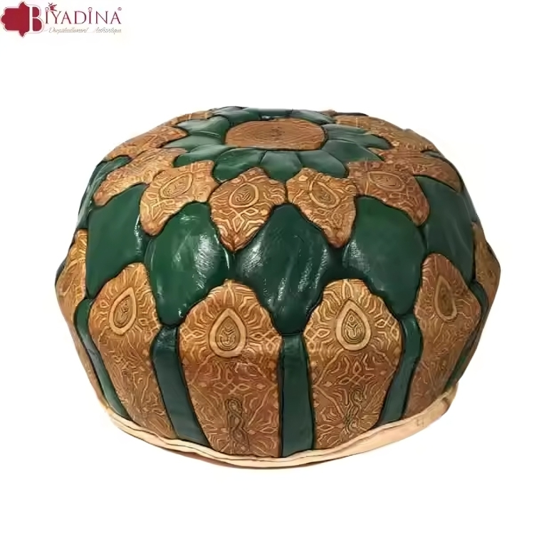 Moroccan Leather Ottoman Pouf - Biyadina Store