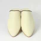 Moroccan leather Slippers - Ivory - Biyadina Store