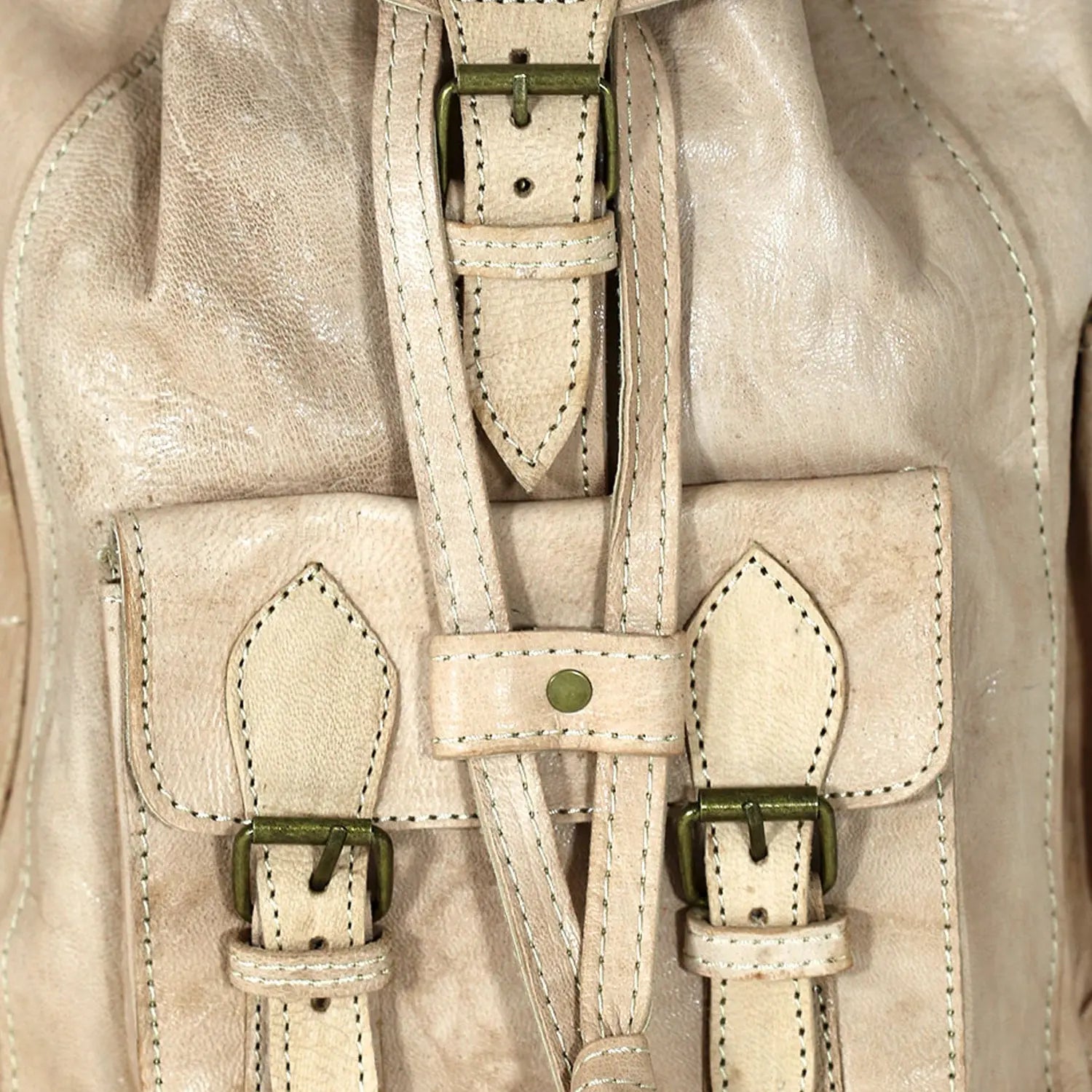 Biyadina Premium Beige Handmade Leather Backpack - Vintage Style with Timeless Elegance BiyadinaStore