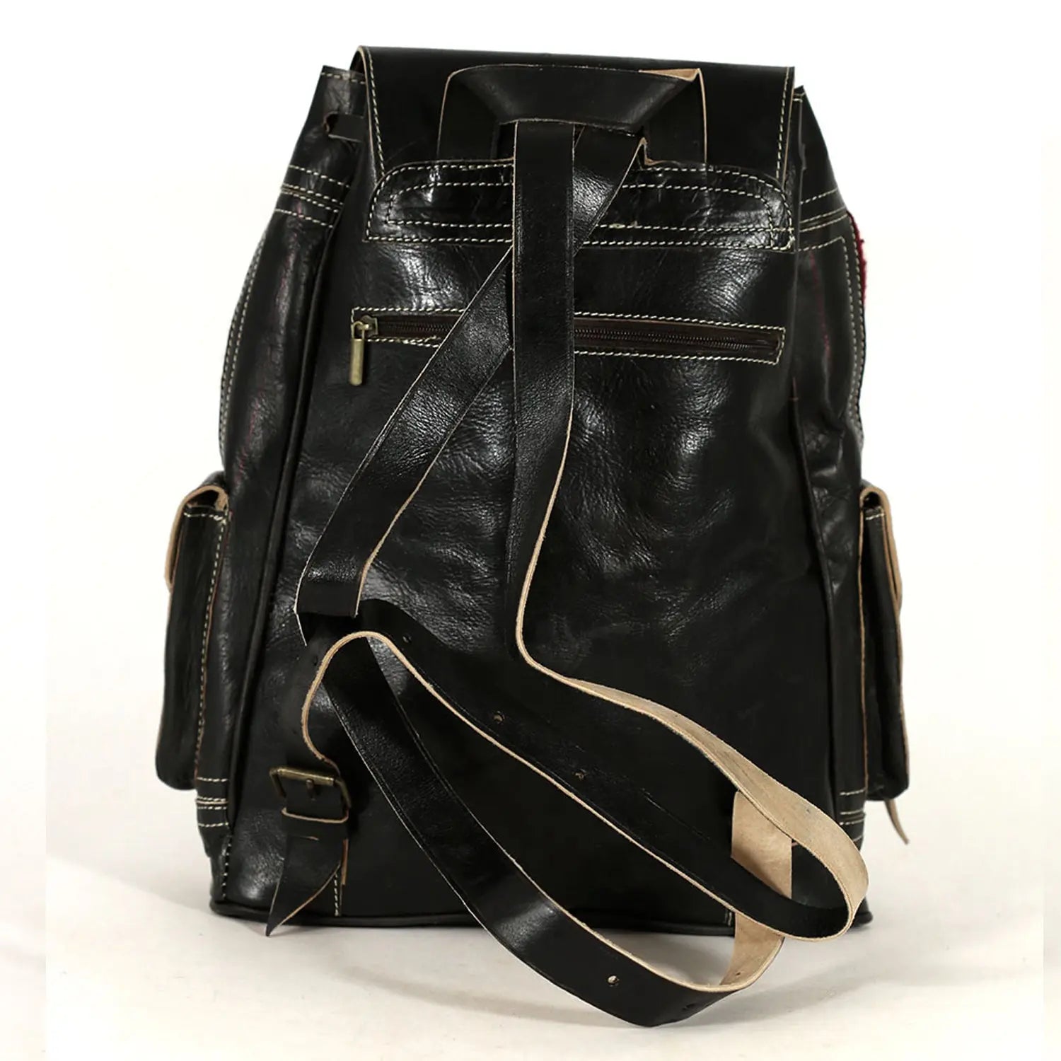 Biyadina Premium Black Handmade Leather Backpack - Vintage Style with Timeless Elegance BiyadinaStore