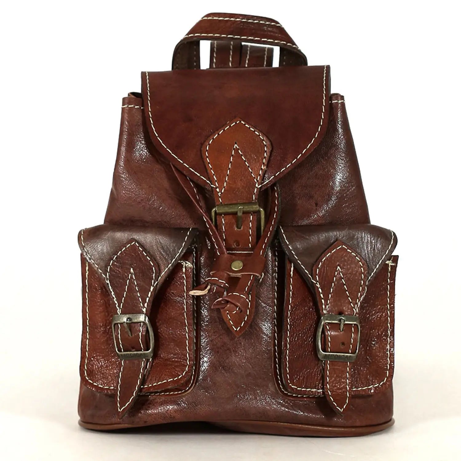 Biyadina Premium Deep Brown Handmade Leather Backpack - Vintage Style with Timeless Elegance BiyadinaStore