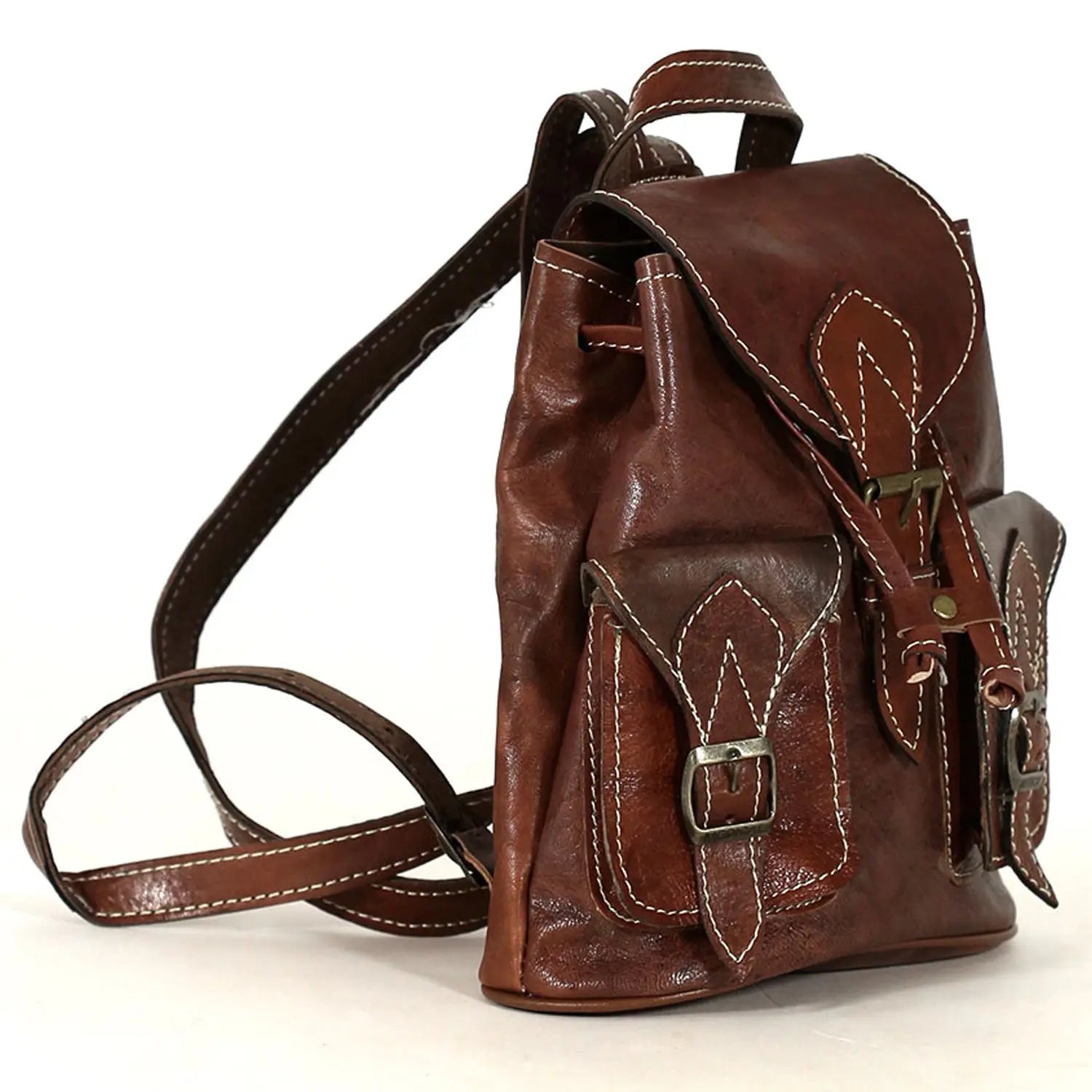 Biyadina Premium Deep Brown Handmade Leather Backpack - Vintage Style with Timeless Elegance BiyadinaStore