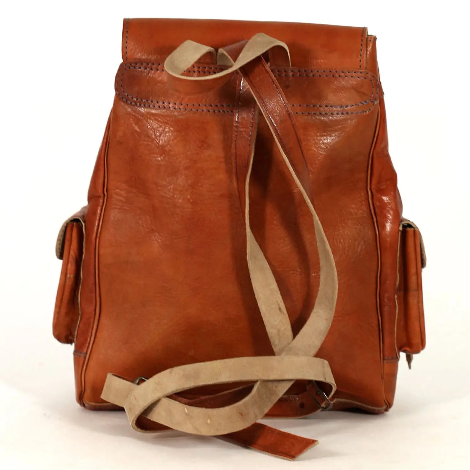 Biyadina Premium Red Handmade Leather Backpack - Classic Bags with Timeless Elegance BiyadinaStore