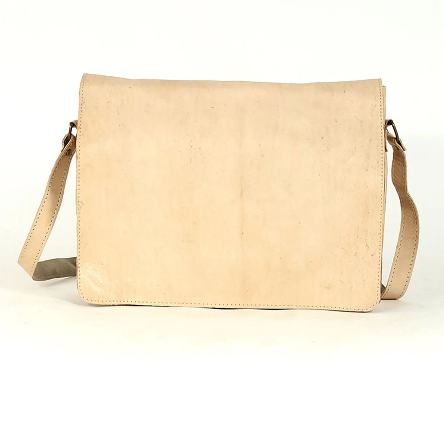 Biyadina Premium Vintage Messenger Leather Bag Handmade Satchel Beige - Timeless Elegance for Professionals BiyadinaStore