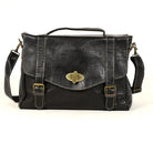 Biyadina Premium Vintage Messenger Leather Bag Handmade Satchel Black Antique Cowhide Leather BiyadinaStore