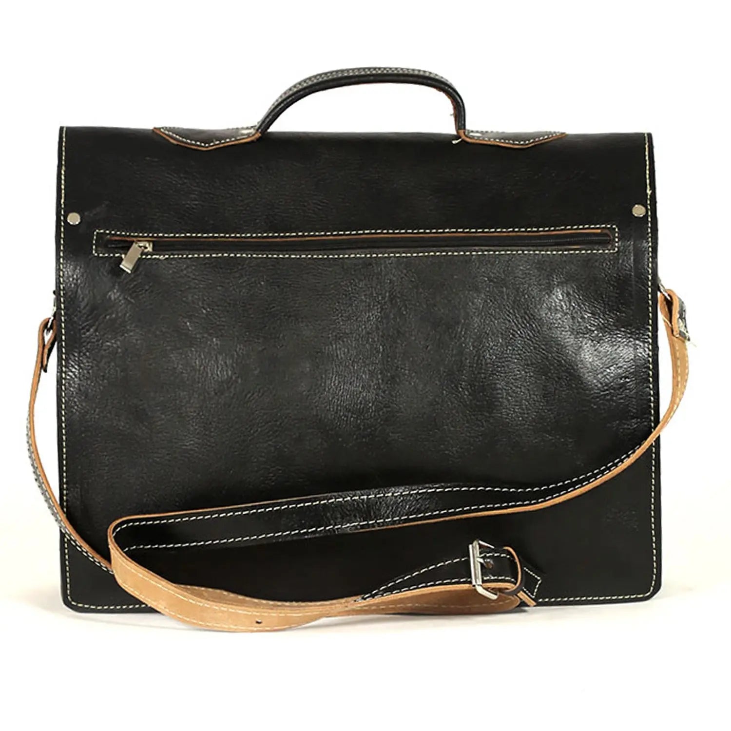 Biyadina Premium Vintage Messenger Leather Bag Handmade Satchel Black - Timeless Elegance for Professionals BiyadinaStore