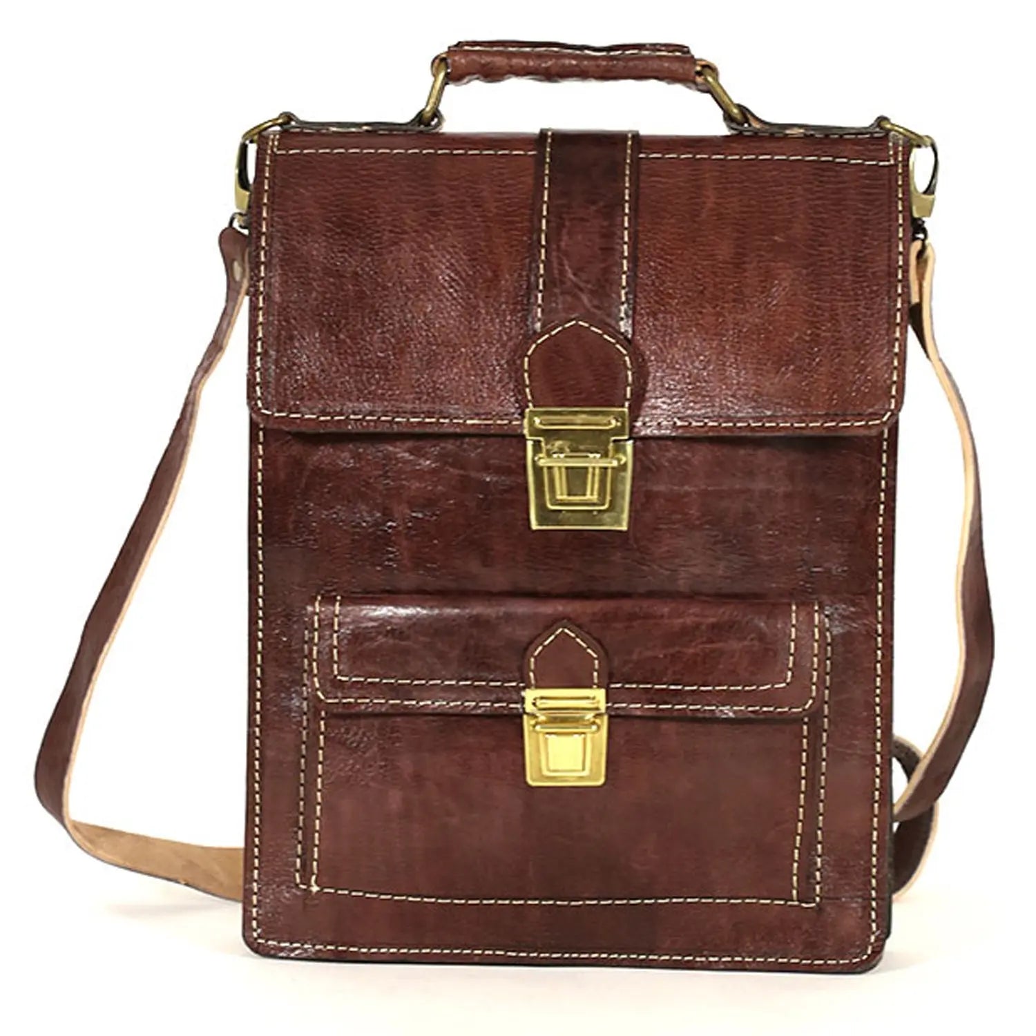 Biyadina Premium Vintage Messenger Leather Bag Handmade Satchel Brown for Ladies and gentleman Shoulder-bags BiyadinaStore