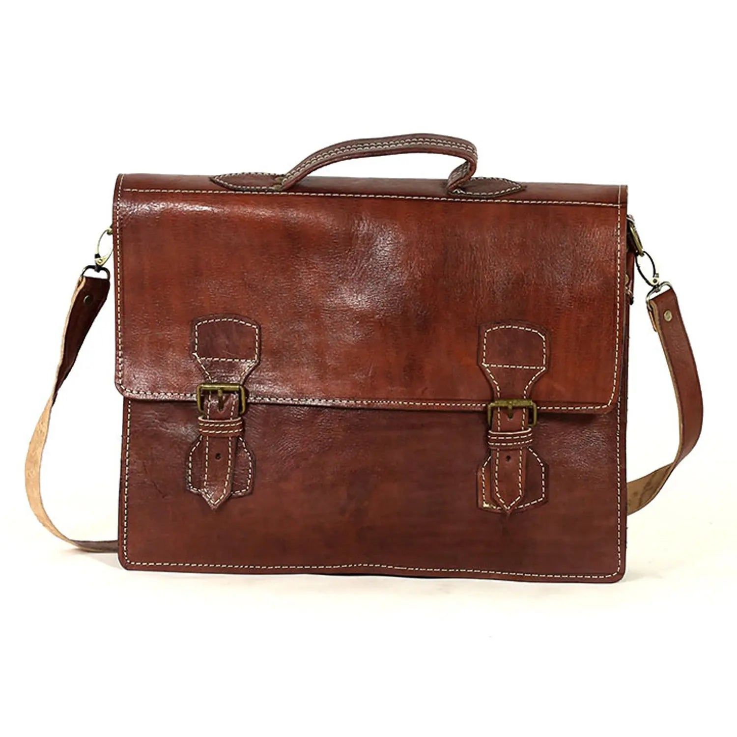 Biyadina Premium Vintage Messenger Leather Bag Handmade Satchel Dark Brown handmade by our highly expert craftsman BiyadinaStore