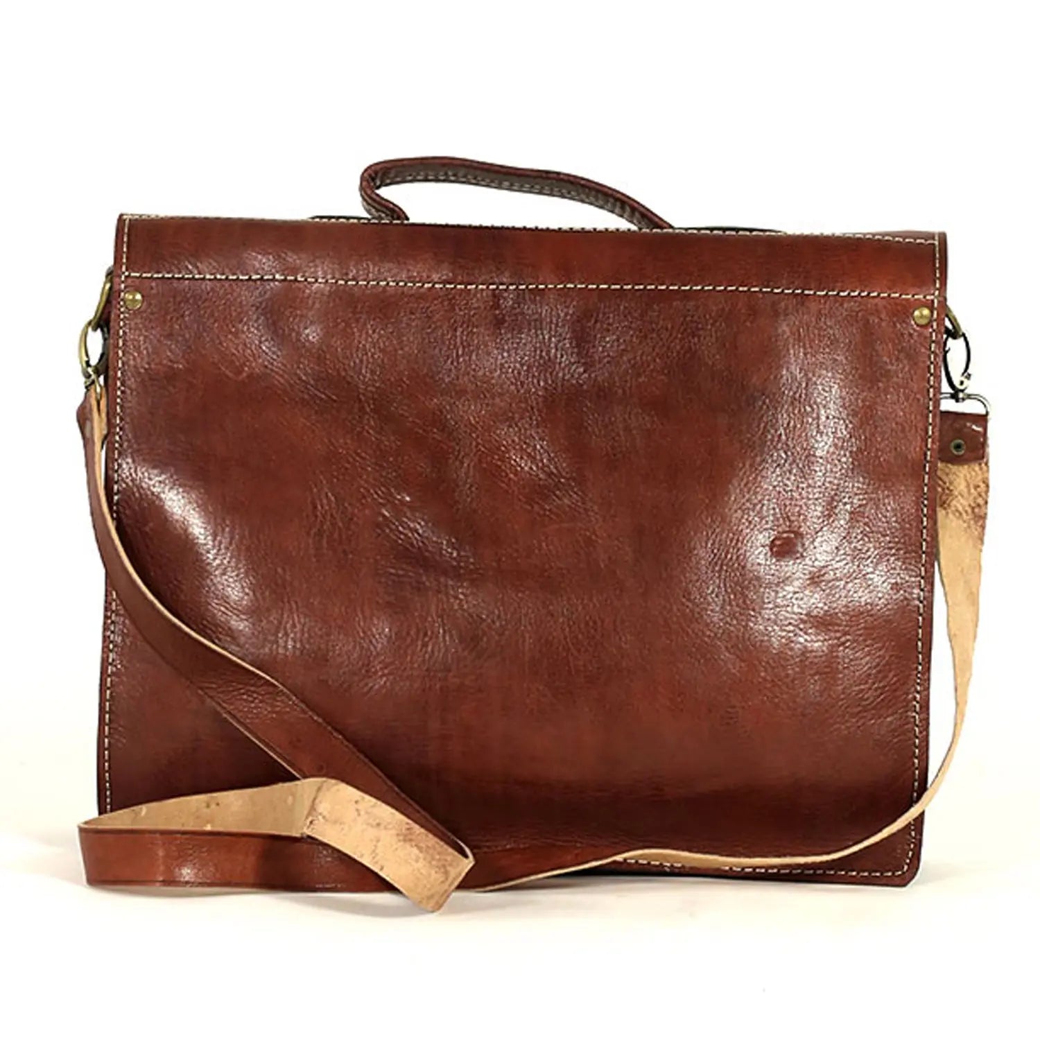 Biyadina Premium Vintage Messenger Leather Bag Handmade Satchel Dark Brown handmade by our highly expert craftsman BiyadinaStore