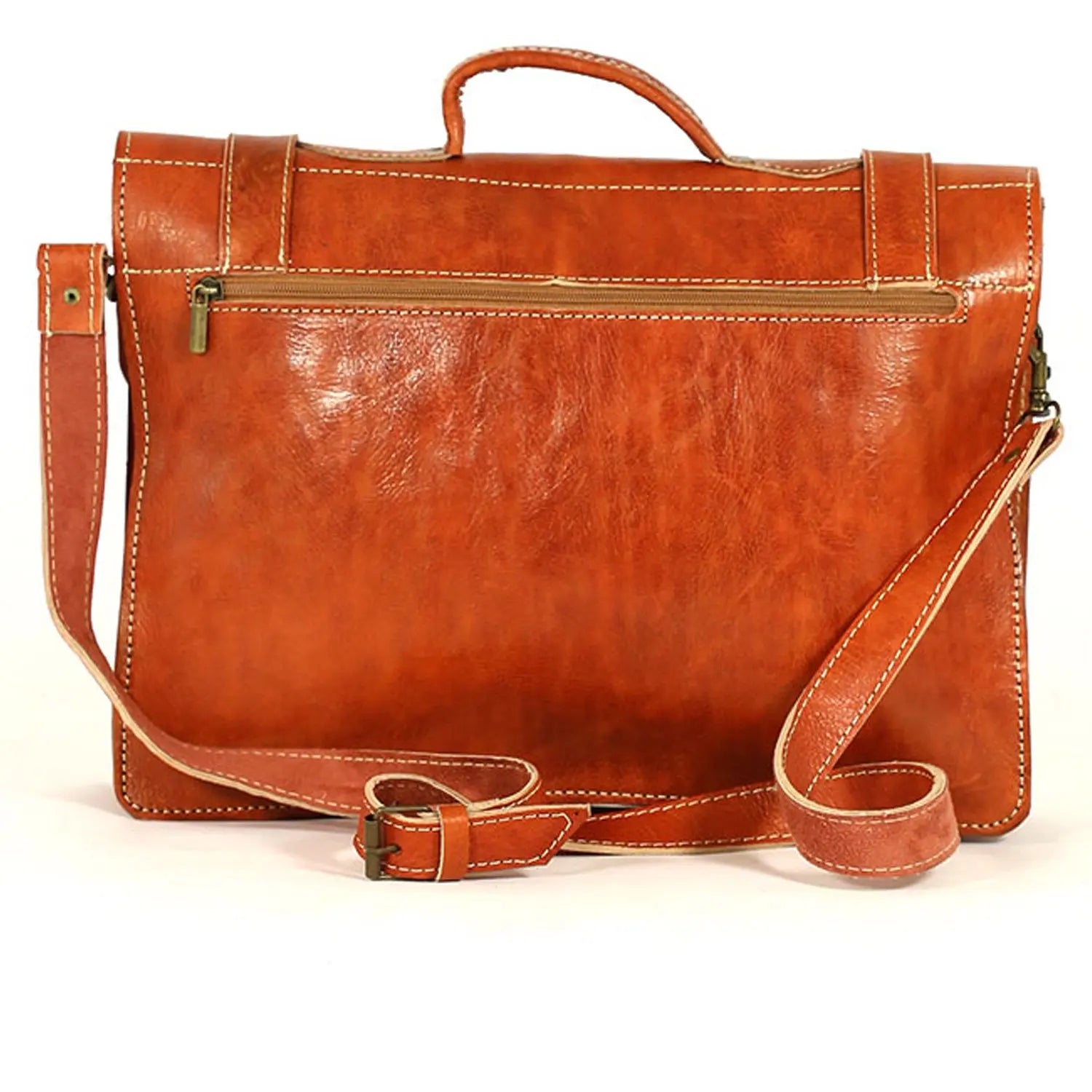 Biyadina Premium Vintage Messenger Leather Bag Handmade Satchel Red - Timeless Elegance for Professionals BiyadinaStore
