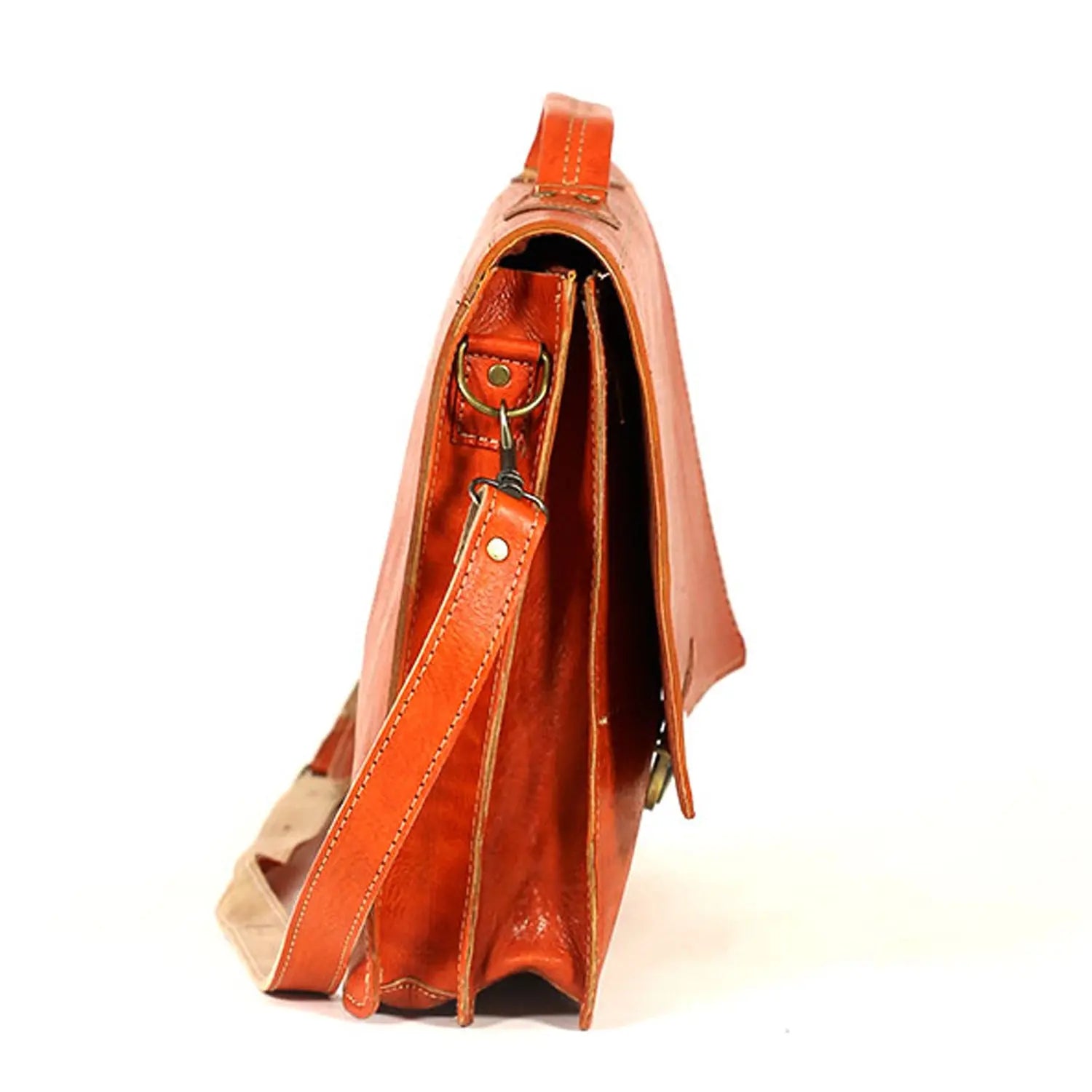 Biyadina Premium Vintage Messenger Leather Bag Handmade Satchel Red by our highly expert craftsman BiyadinaStore