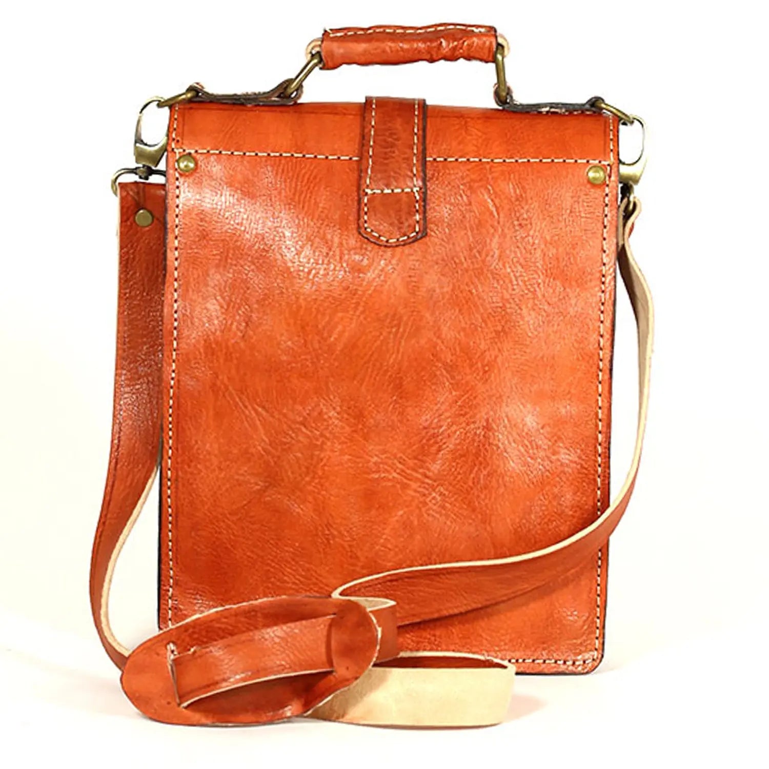 Biyadina Premium Vintage Messenger Leather Bag Handmade Satchel Red for Ladies and gentleman Shoulder-bags BiyadinaStore