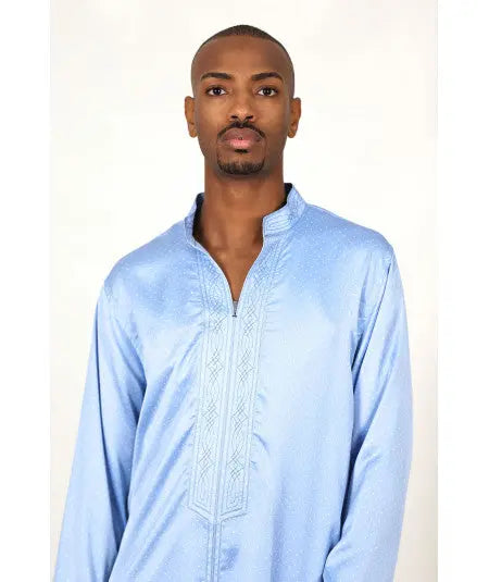 Blue shirt with white dots Biyadina Store