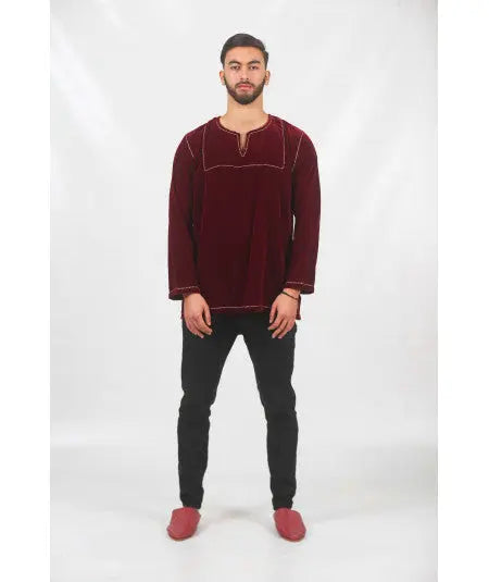 Burgundy velvet tunic Biyadina Store