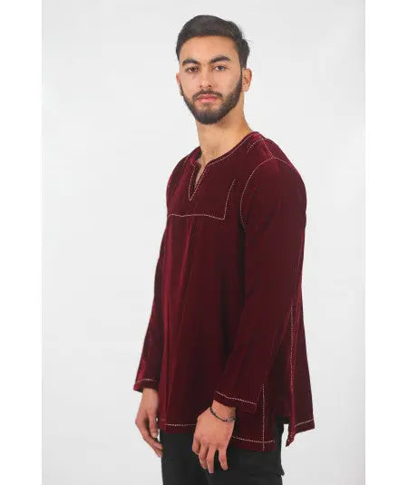 Burgundy velvet tunic Biyadina Store