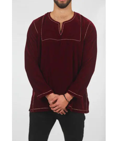 Burgundy velvet tunic Biyadina Store