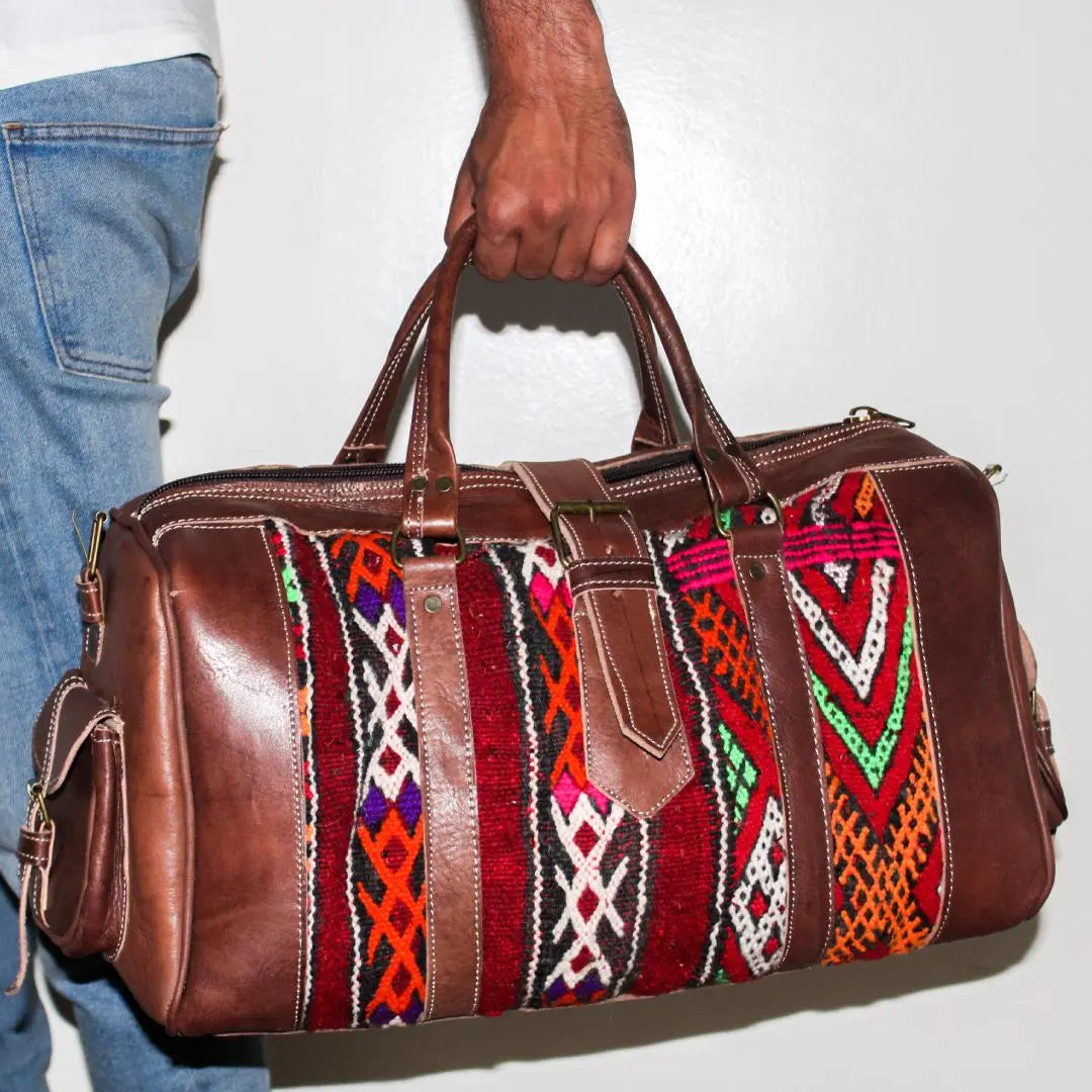 Kilim Unique Travel Bags Wholesale Kilim Travel Bag, Leather Kilim