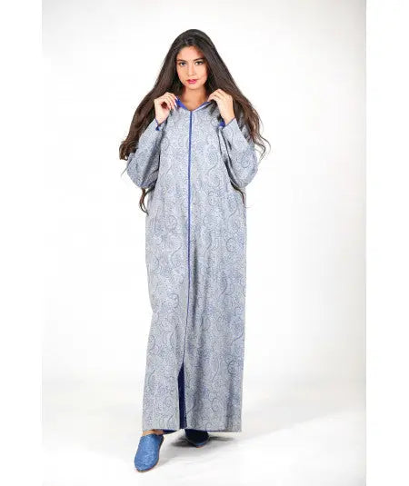 Djellaba printed with blue randa Biyadina Store