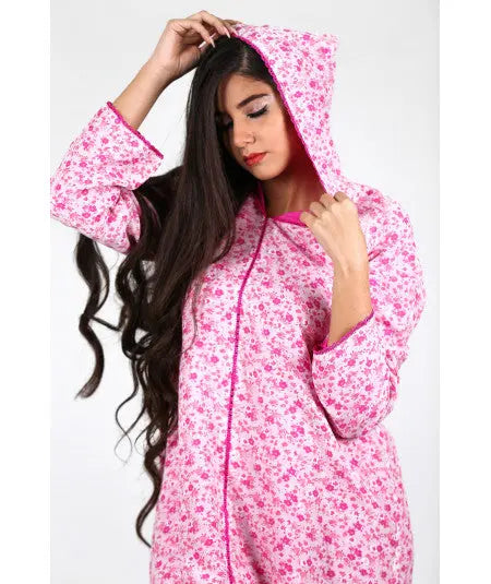 Djellaba printed with pink randa Biyadina Store
