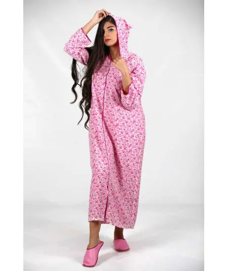 Djellaba printed with pink randa Biyadina Store