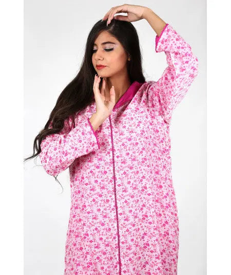 Djellaba printed with pink randa Biyadina Store