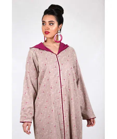 Djellaba printed with purple randa Biyadina Store