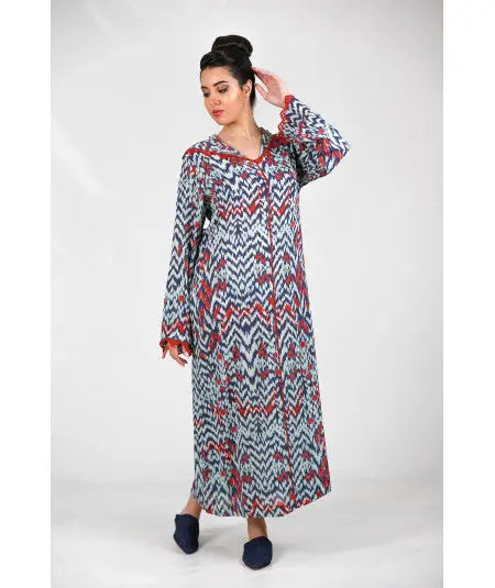 Djellaba printed with red randa Biyadina Store