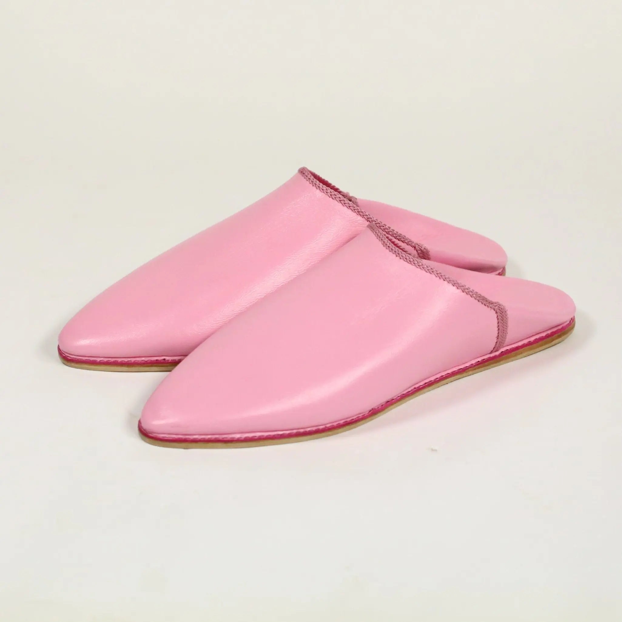 Handmade Moroccan Leather Pink Slippers Biyadina Store