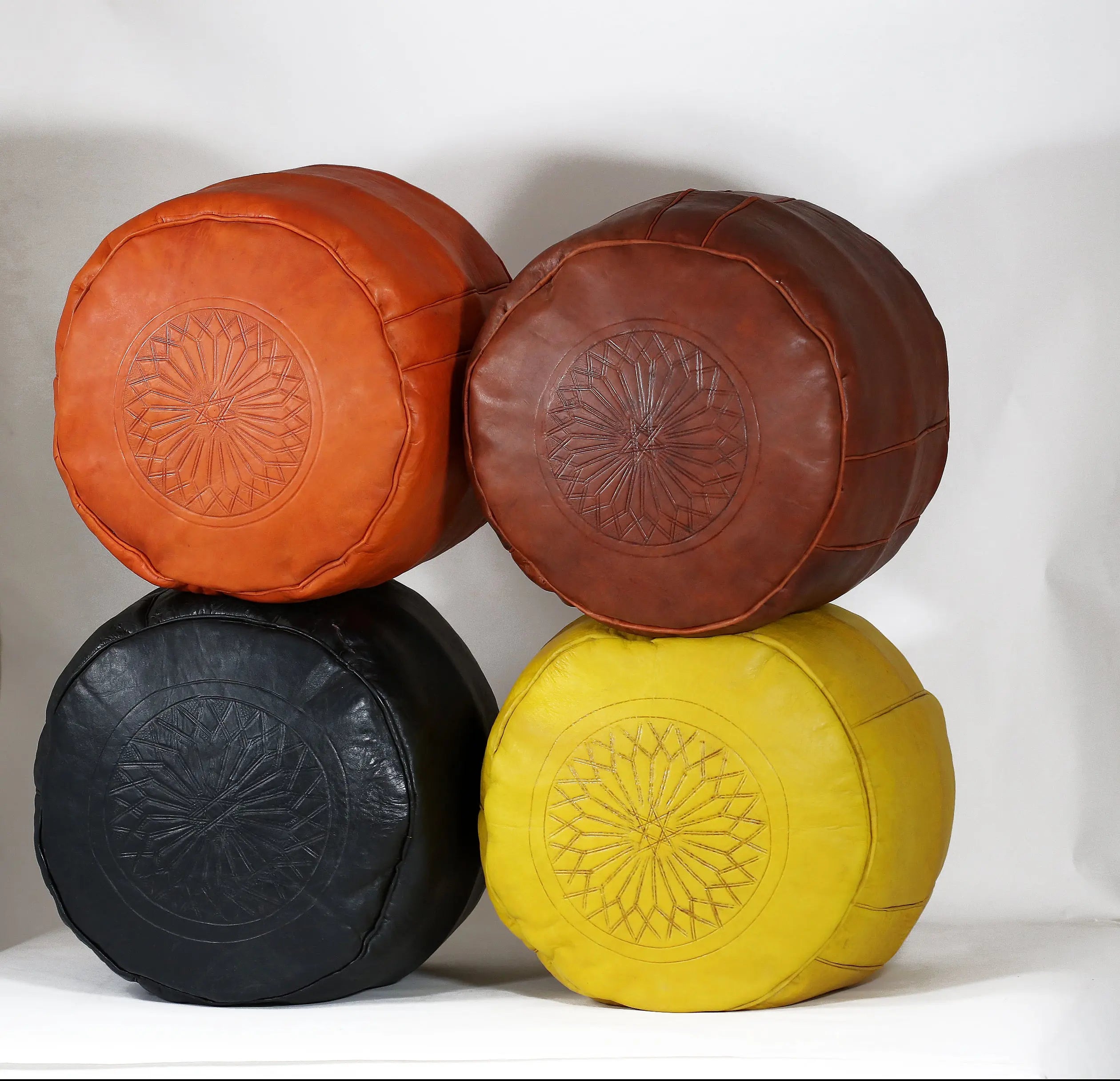 High-Quality Moroccan Leather Ottoman Biyadina Store