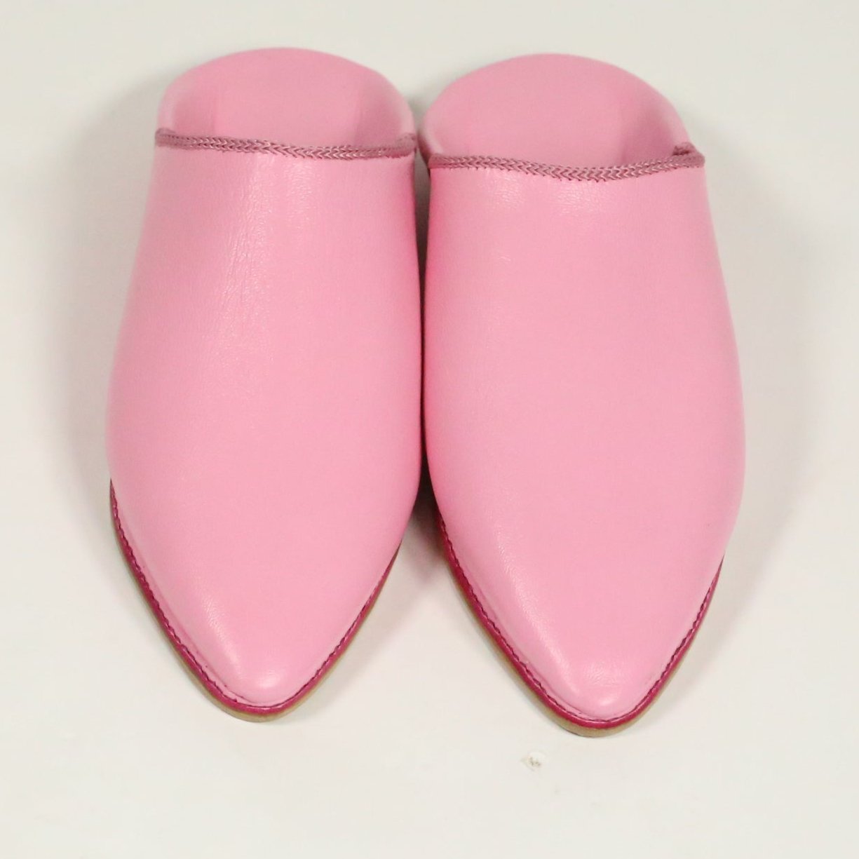 Handmade Moroccan Leather Pink Slippers - Biyadina Store