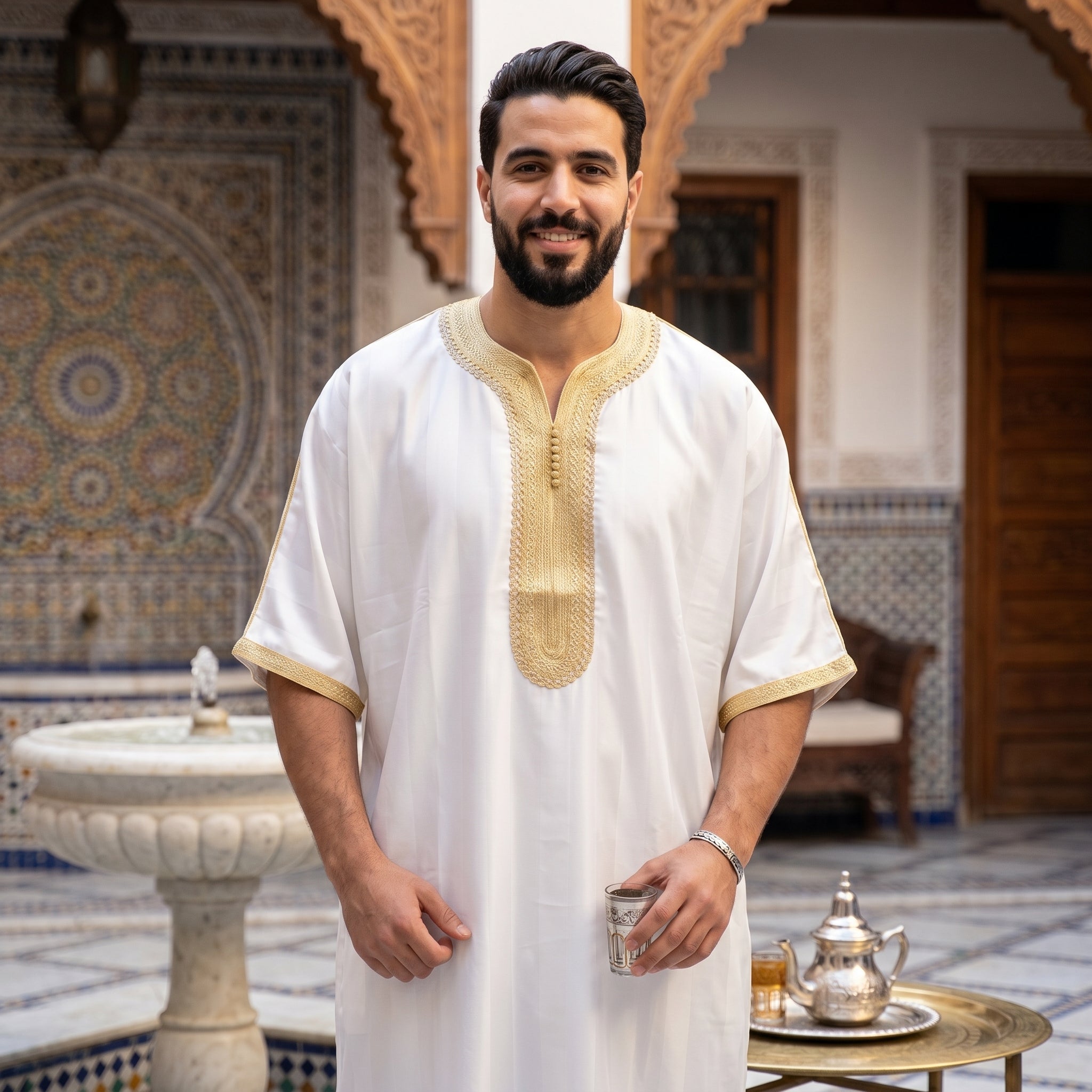 Black Moroccan Thobe for Men | Premium Handmade Gandoura | 50% OFF