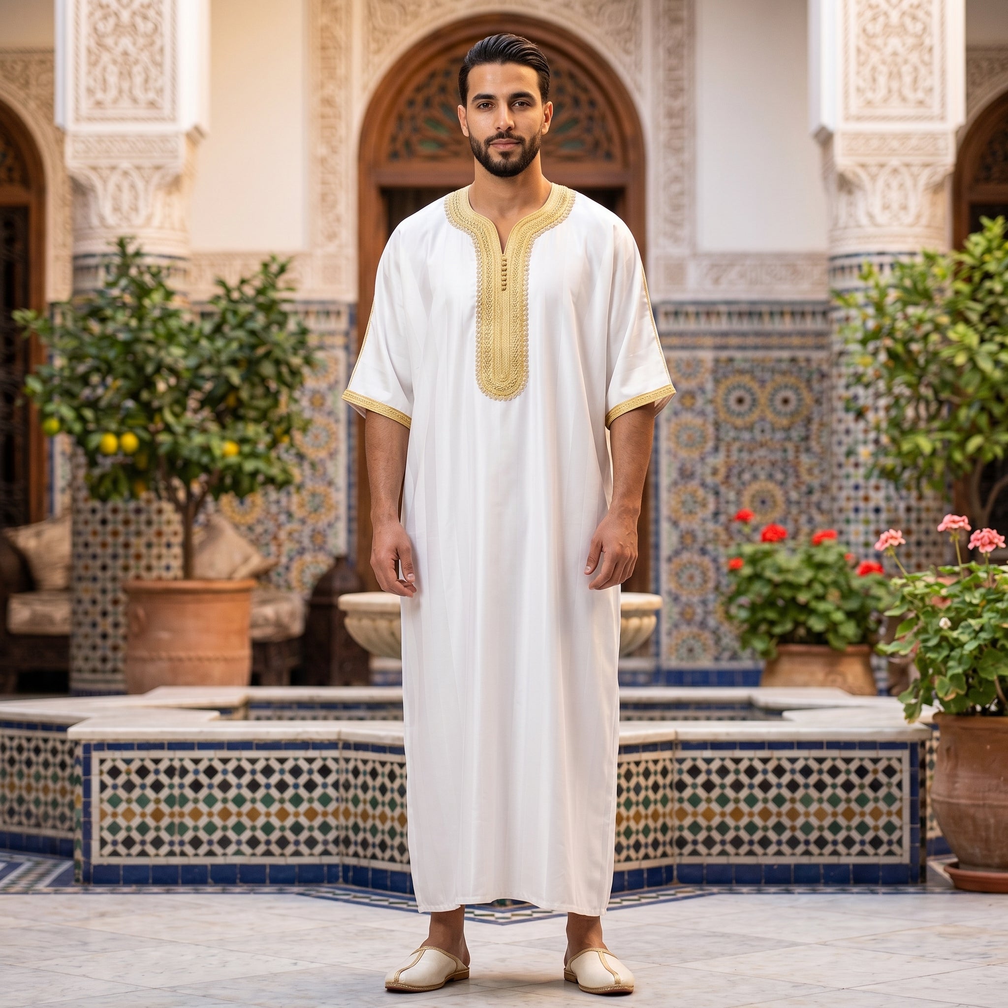 Produtos árabes Black Moroccan Thobe for Men | Premium Handmade Gandoura | 50% OFF