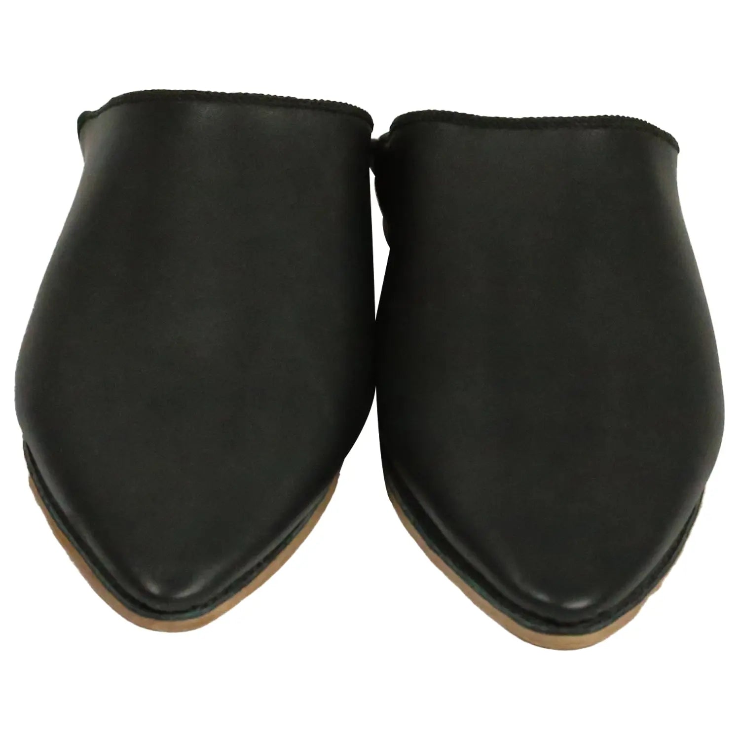 Men's Cuir SimpleBlack Moroccan Babouches Leather Slippers Biyadina Store