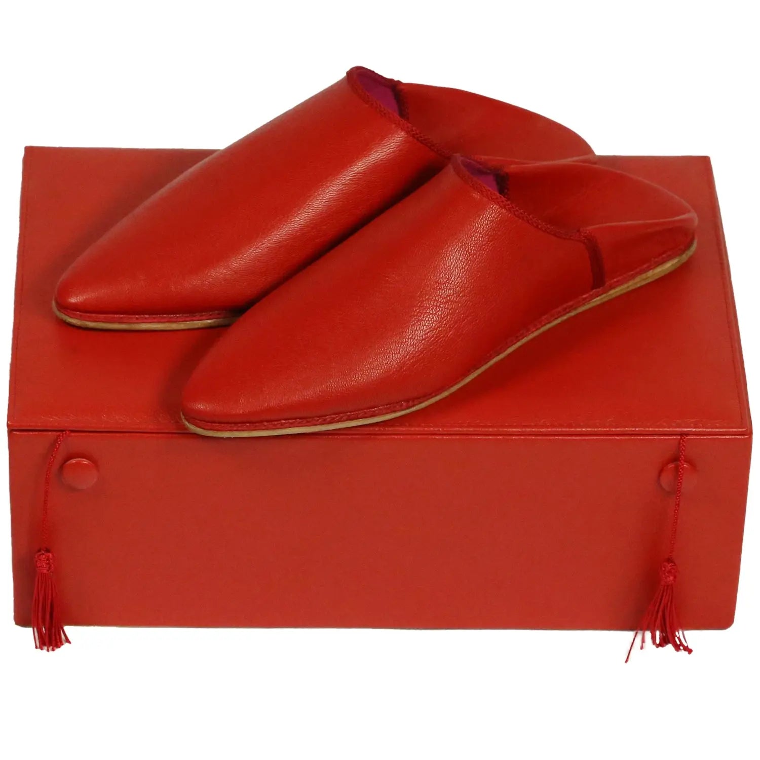 Men's Deco Chochia Red Moroccan Babouches Leather Slippers Biyadina Store