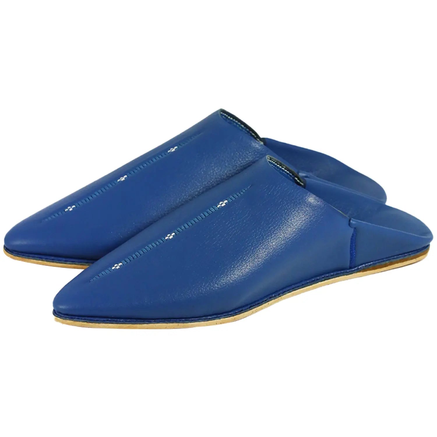 Men's Deco Sarma Blue Moroccan Babouches Leather Slippers Biyadina Store