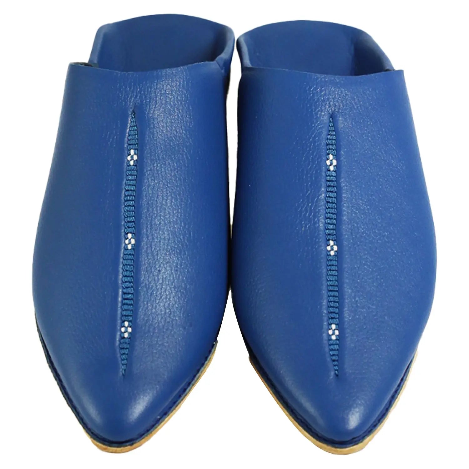 Men's Deco Sarma Blue Moroccan Babouches Leather Slippers Biyadina Store