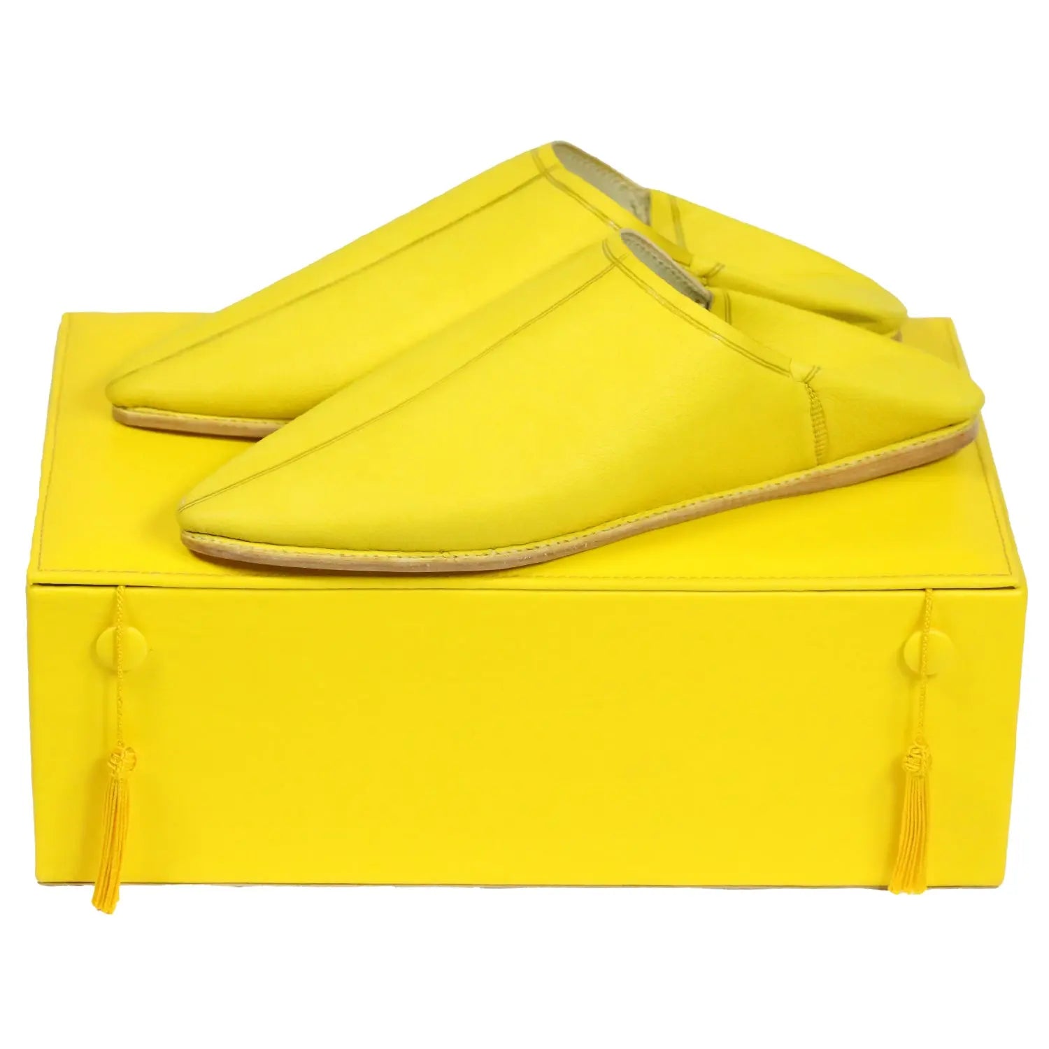 Men's Deco Sarma Yelow Moroccan Babouches Leather Slippers Biyadina Store