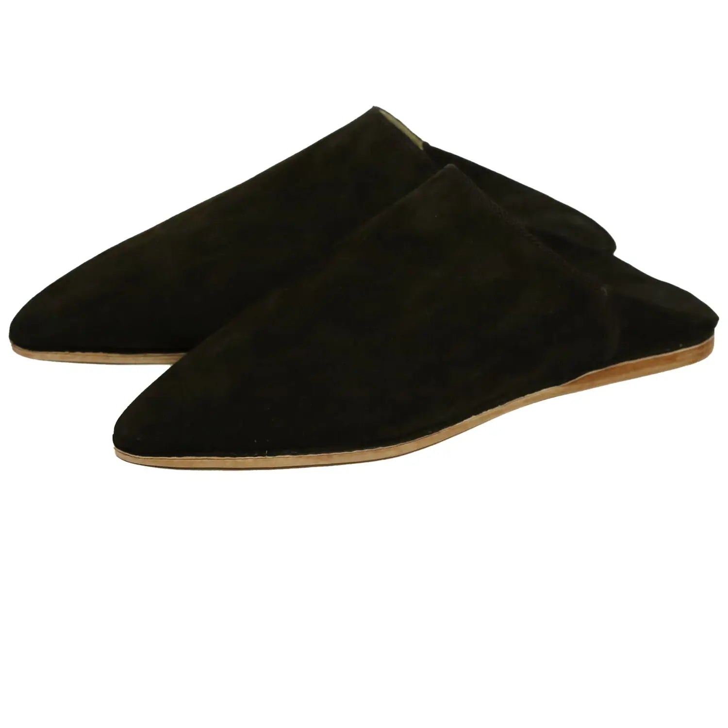 Men's Pointed Black Moroccan Babouches Leather Slippers Biyadina Store