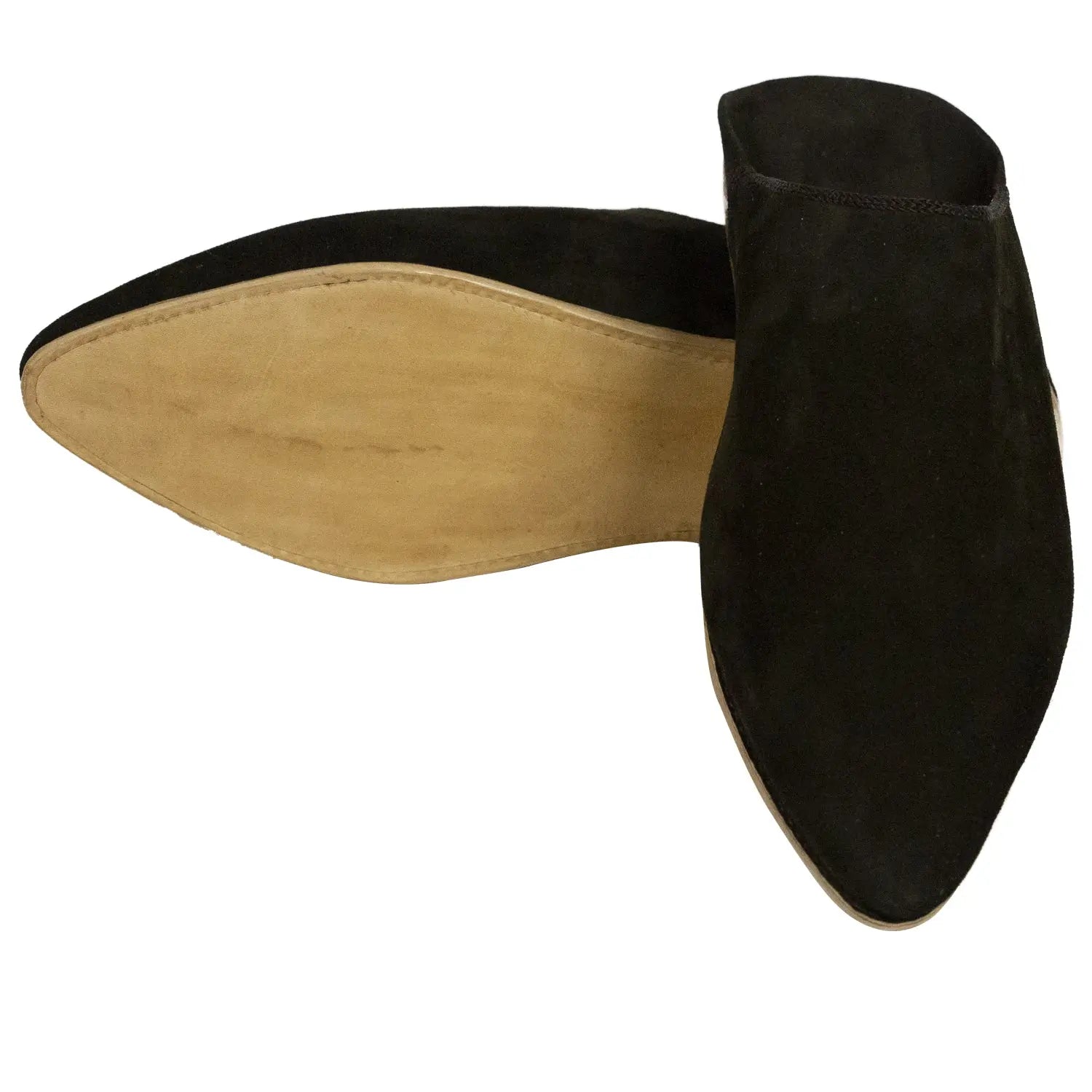 Men's Pointed Black Moroccan Babouches Leather Slippers Biyadina Store