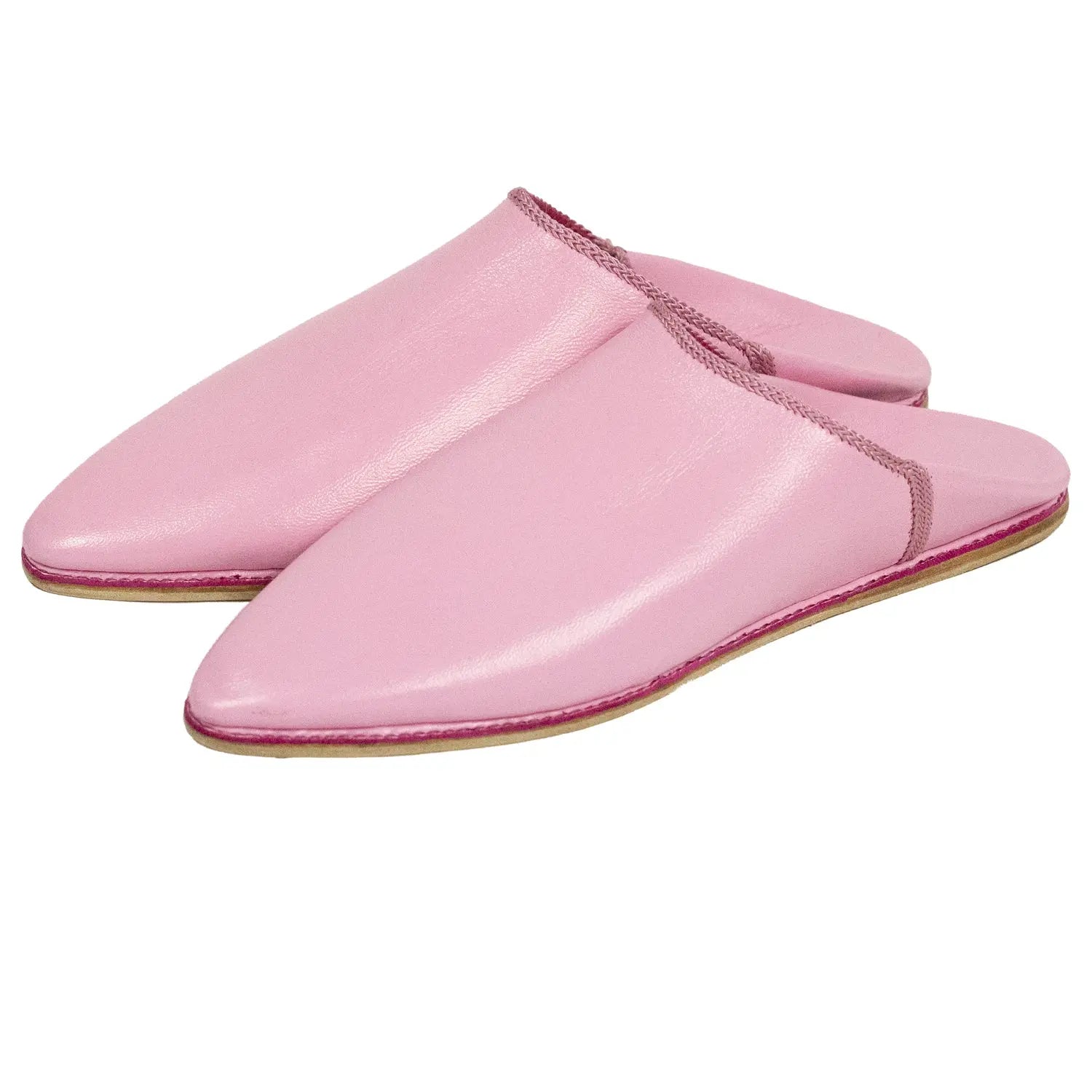 Men's Pointed Pink Moroccan Babouches Leather Slippers Biyadina Store